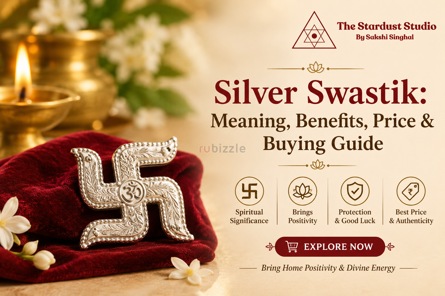 Shop Pure Silver Swastik Online at Best Price | The Stardust Studio