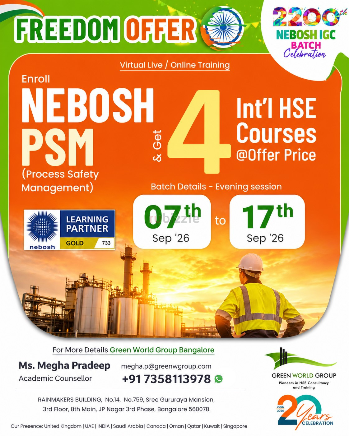 Advance Your Process Safety Career with NEBOSH PSM in Mangalore!